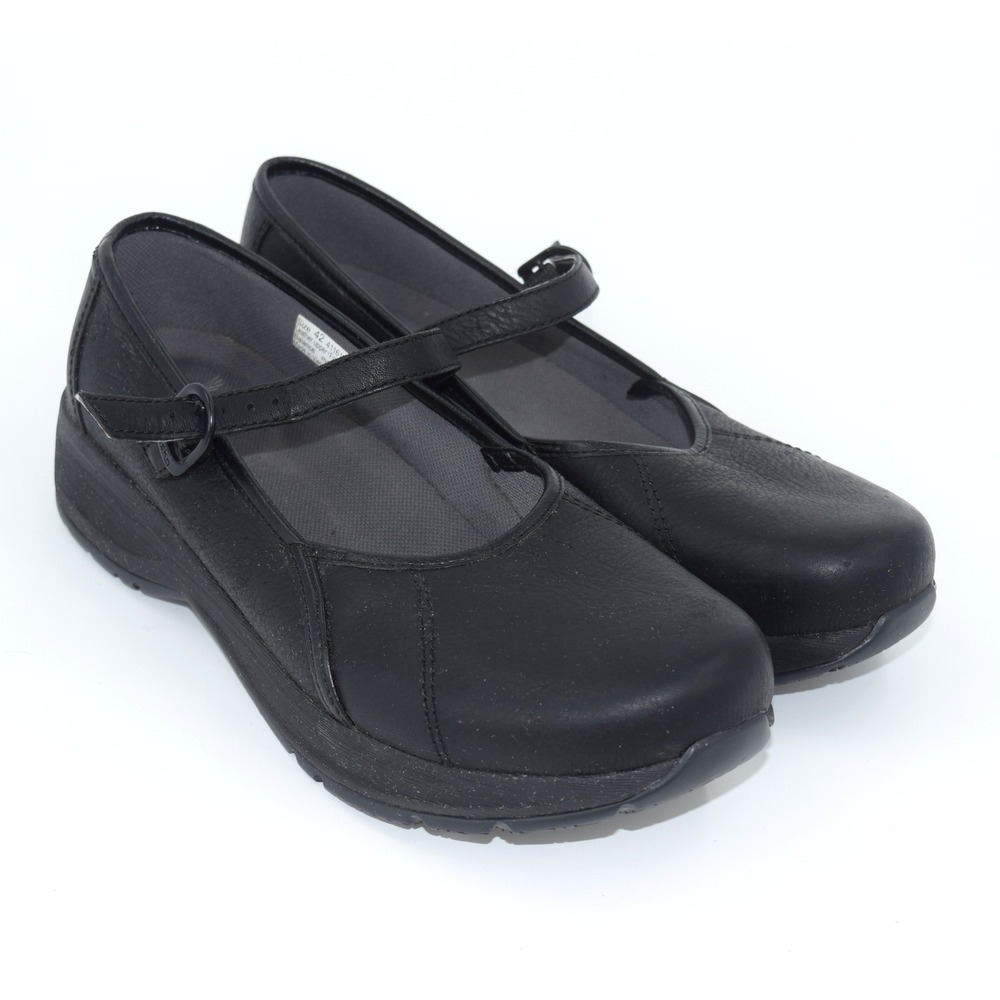 Dansko Mary Jane Clogs Womens 42 Black Leather Slipโ Resistant Work Shoes Good